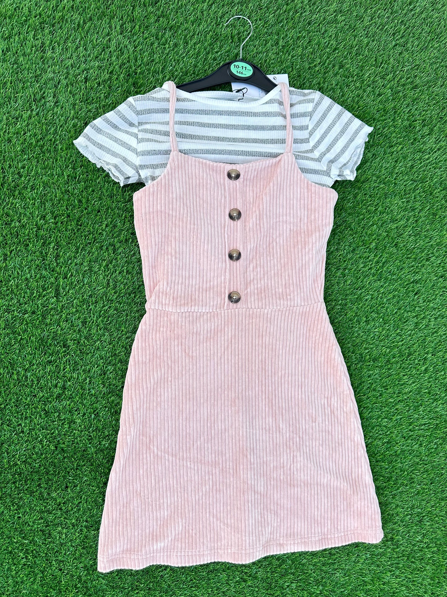 PRIMARK PINK CORDUROY PINAFORE DRESS