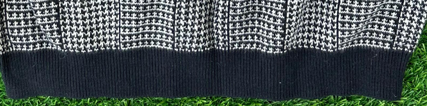 NEXT CHARCOAL GREY CHECKED ZIP NECK SHORT SLEEVE POLO SHIRT