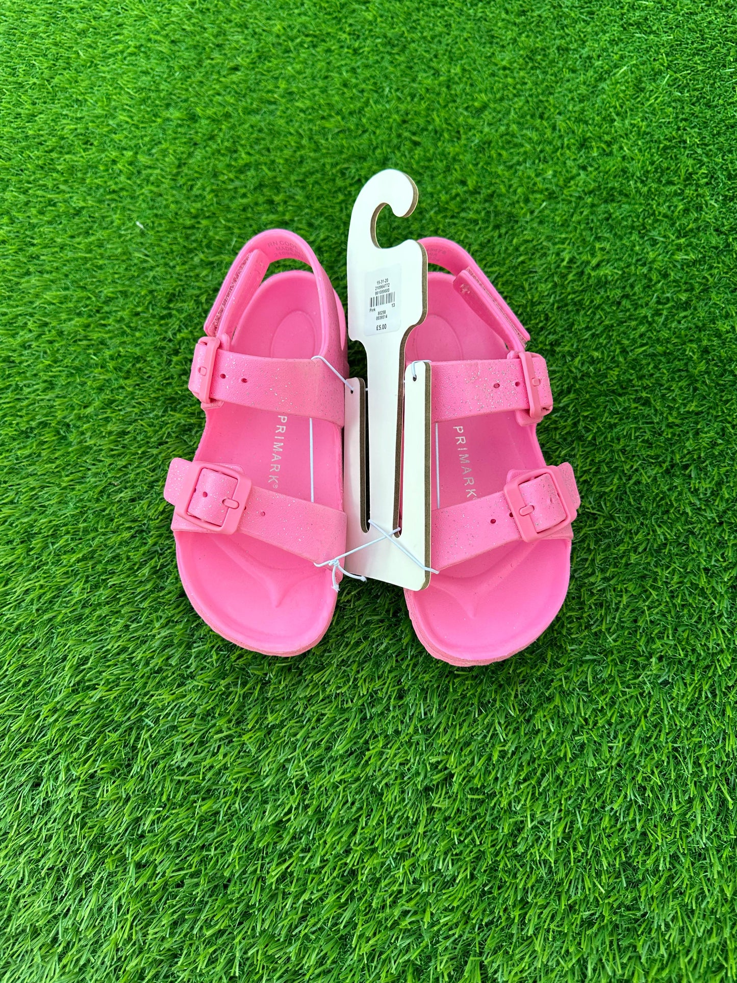 PRIMARK GLITTER PINK DOUBLE BUCKLE SANDAL