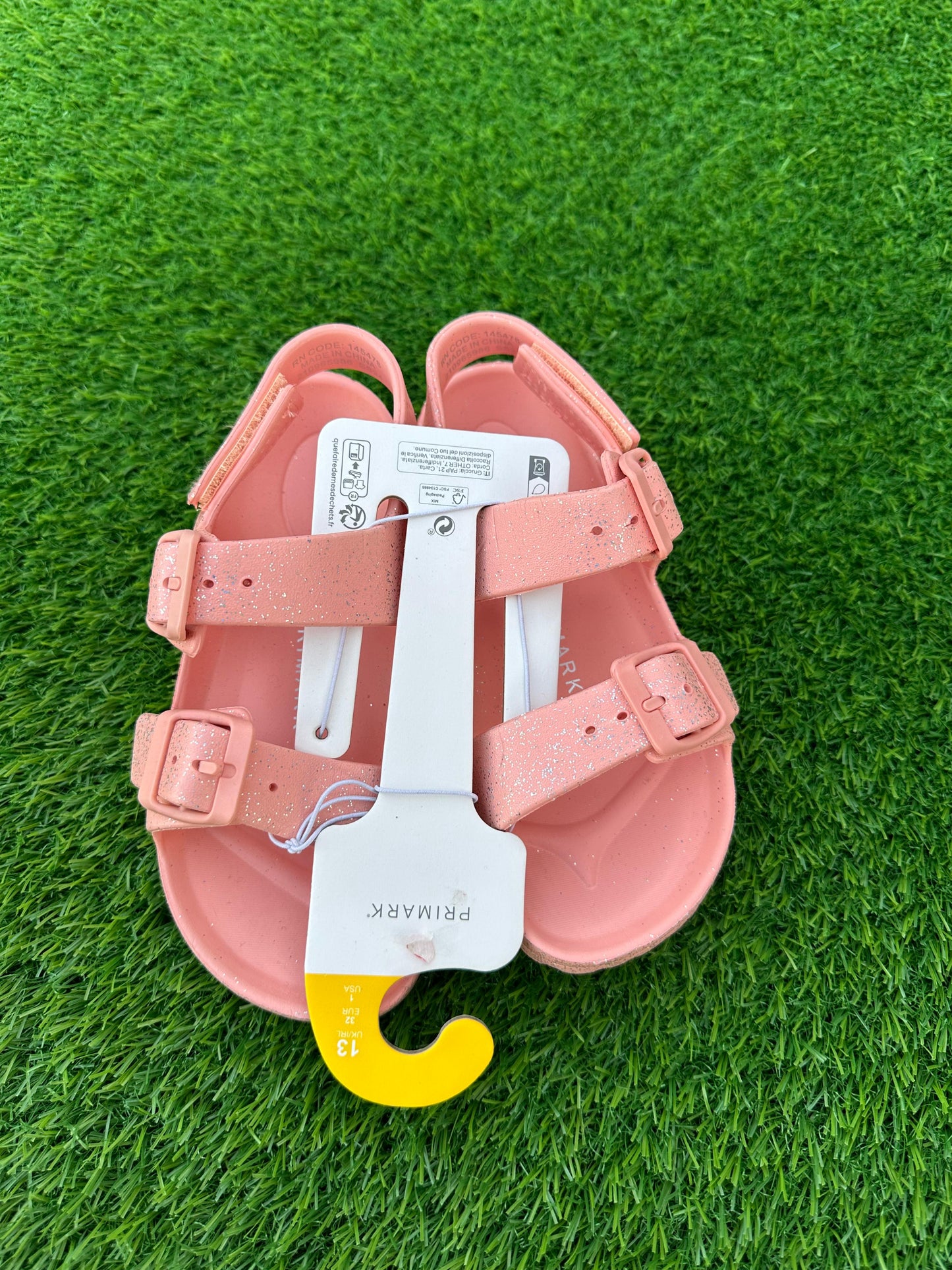 PRIMARK LIGHT PINK GLITTER DOUBLE BUCKLE SANDALS