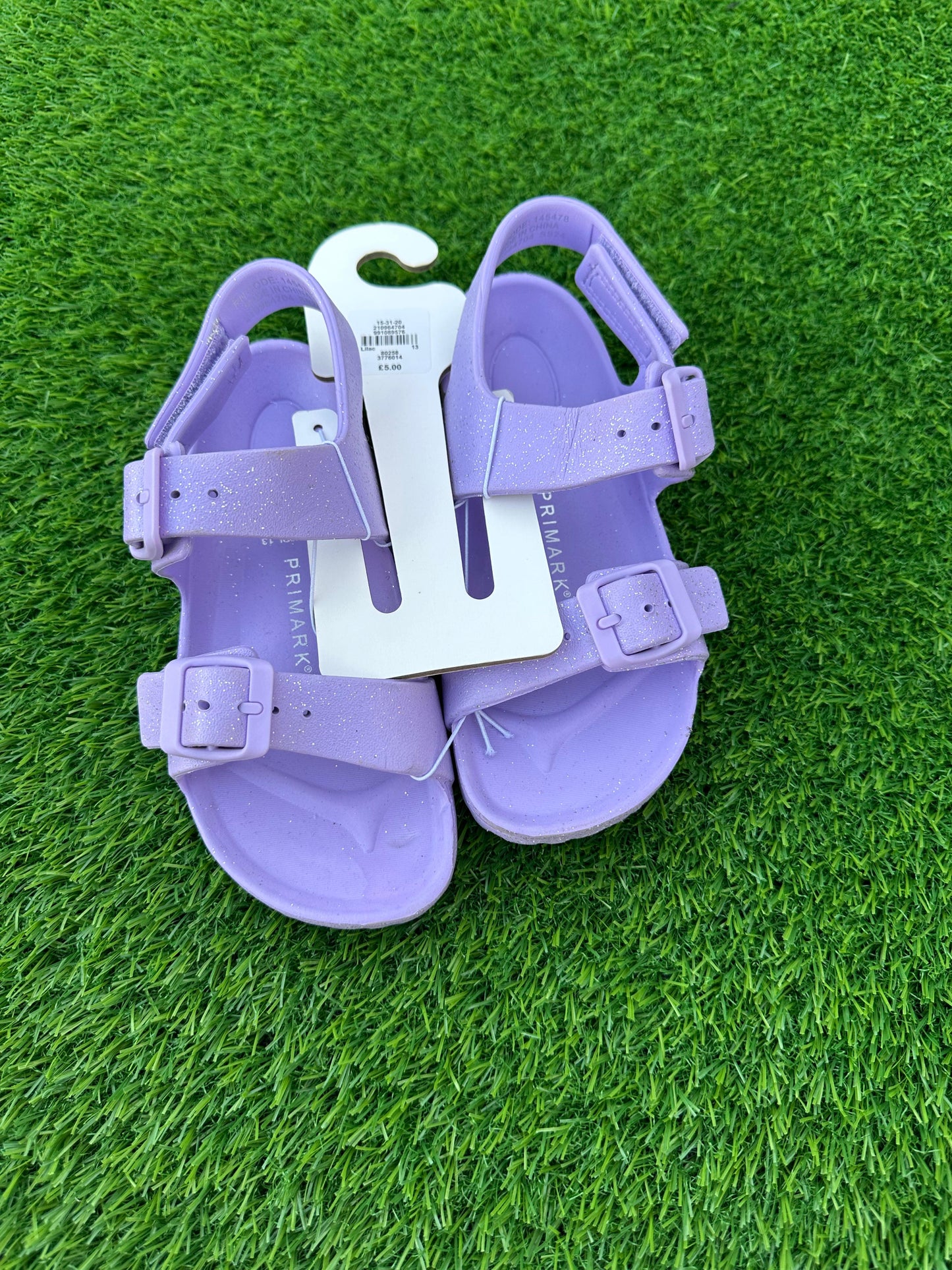 PRIMARK PURPLE GLITTER DOUBLE BUCKLE SANDALS