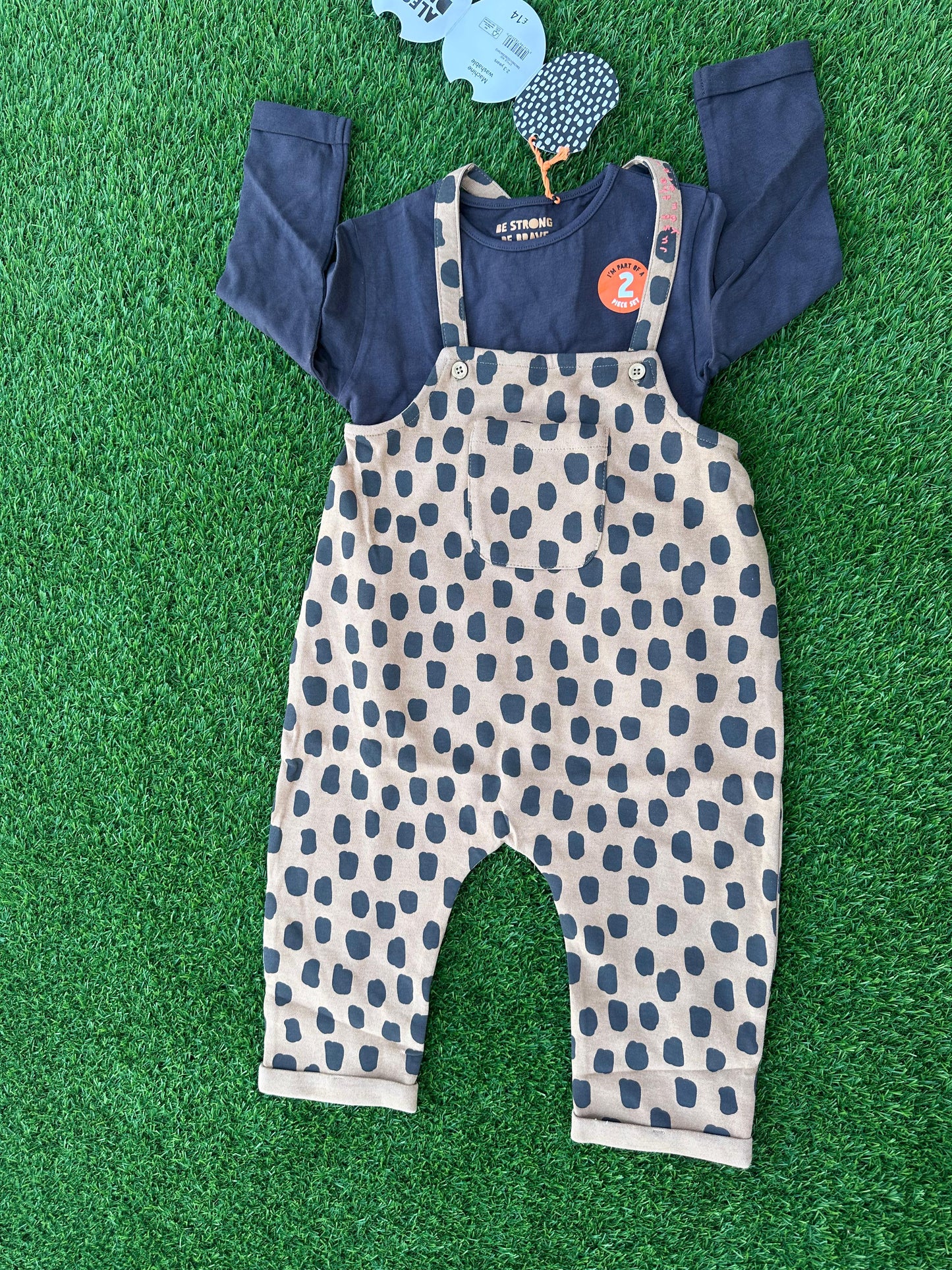 GEROGE ALESHA DIXON SPOT PRINT DUNGAREE AND TOP OUTFIT