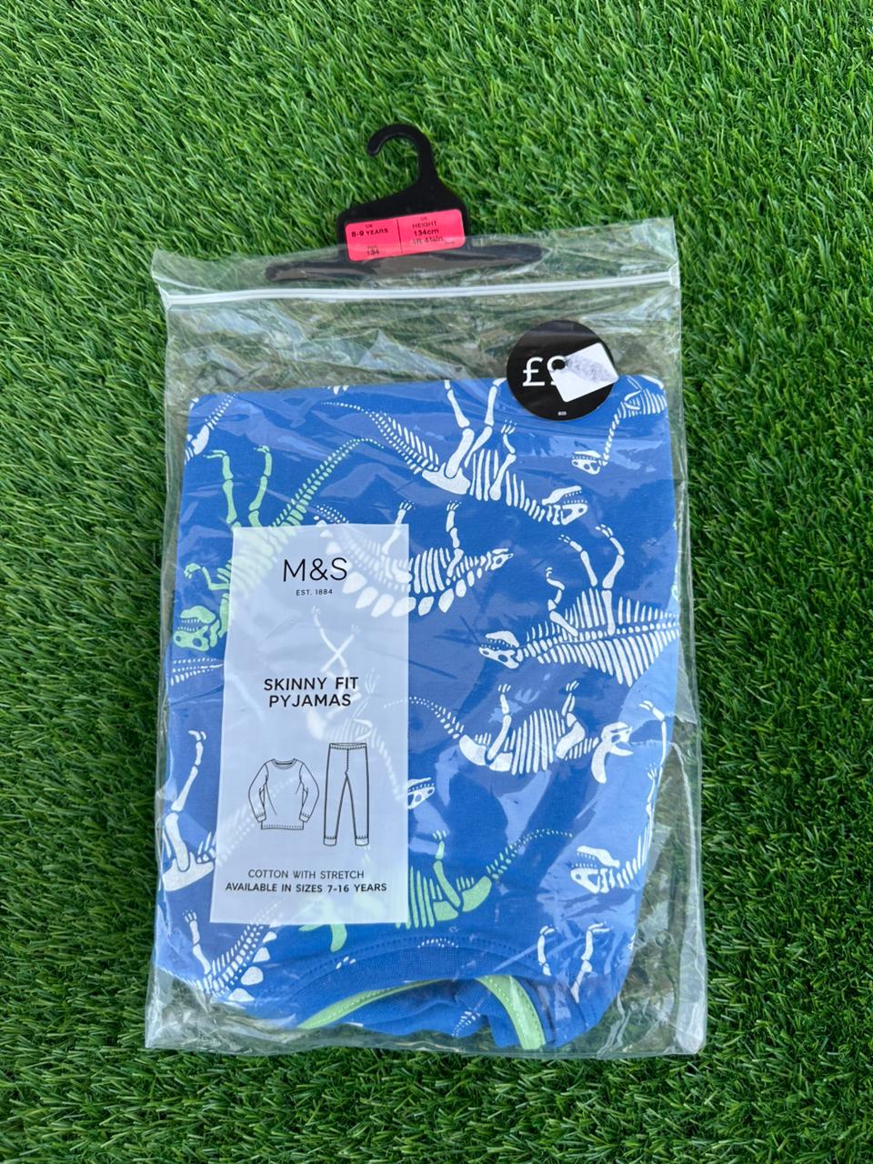 M&S COTTON WITH STRETCH SKINNY FIT PJ SET