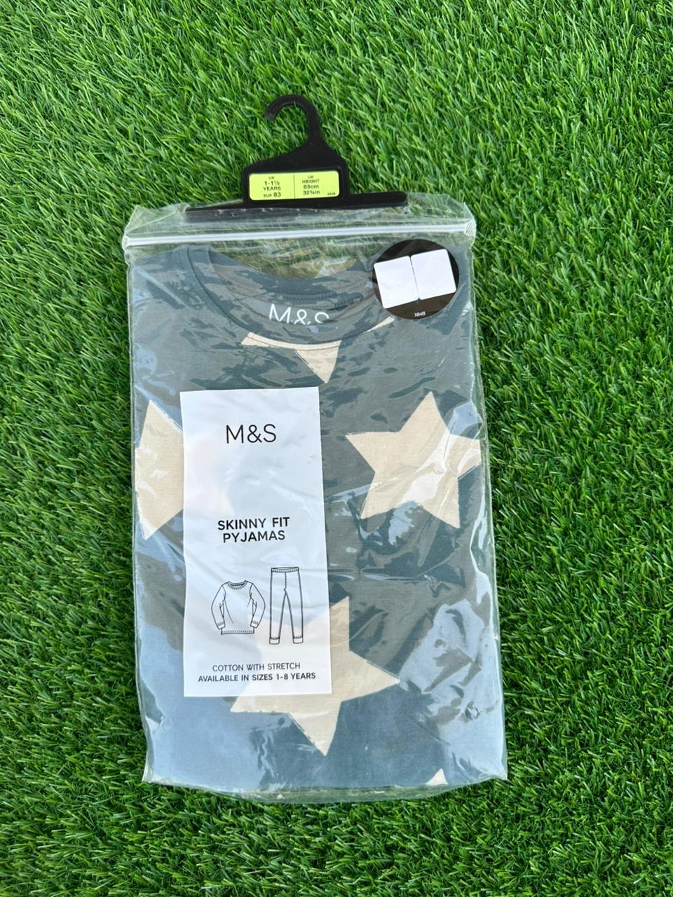 M&S COTTON WITH STRETCH SKINNY FIT PJ SET