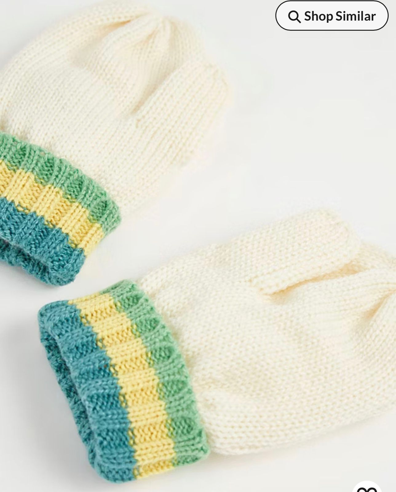 GEORGE VREAM DINOSAUR KNITTED BOBBLE HAT AND MITTENS SET