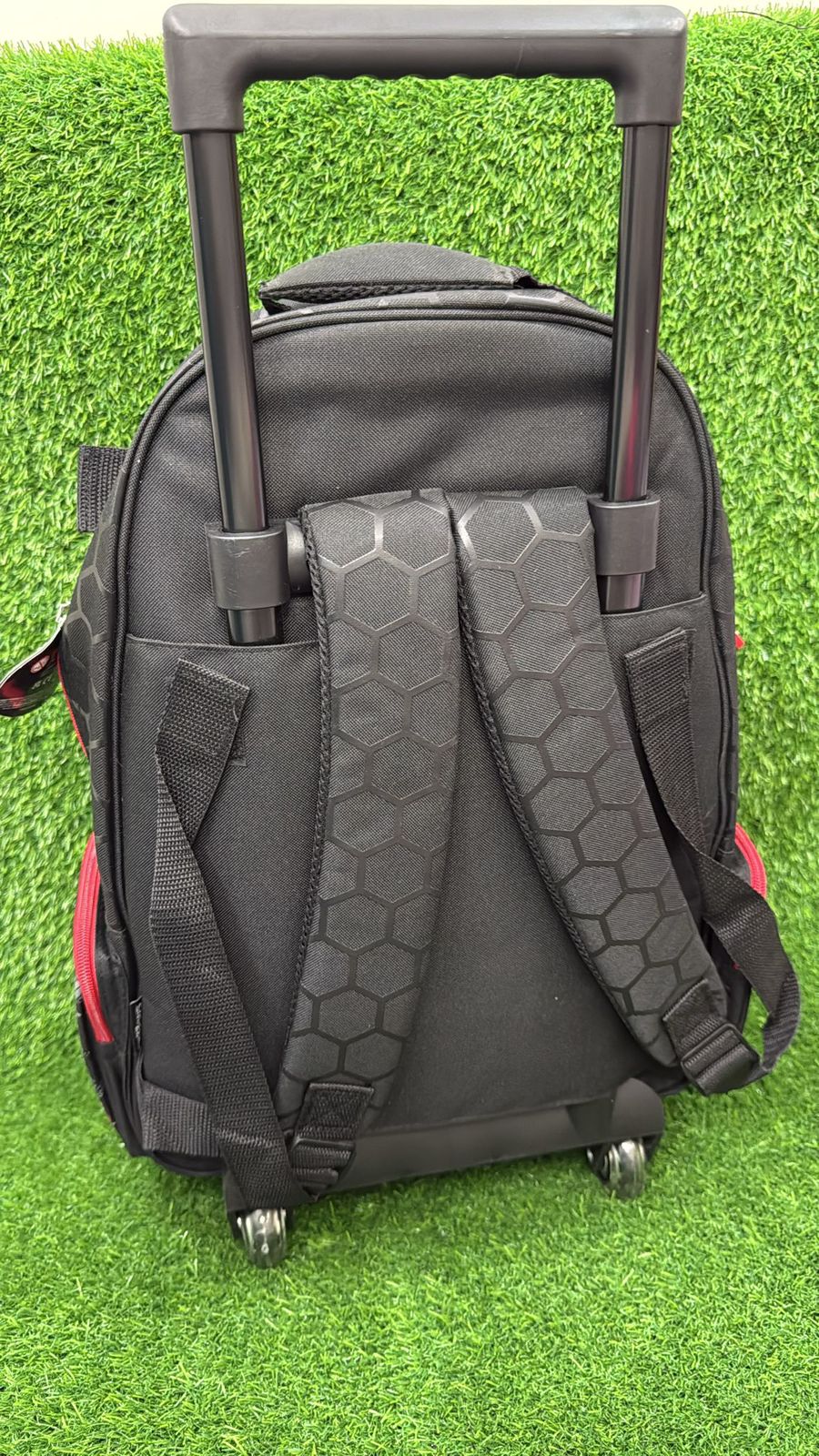 SMIGGLE RED FOOTBALL TROLLY BACKPACK WITH LIGHT UP WHEELS