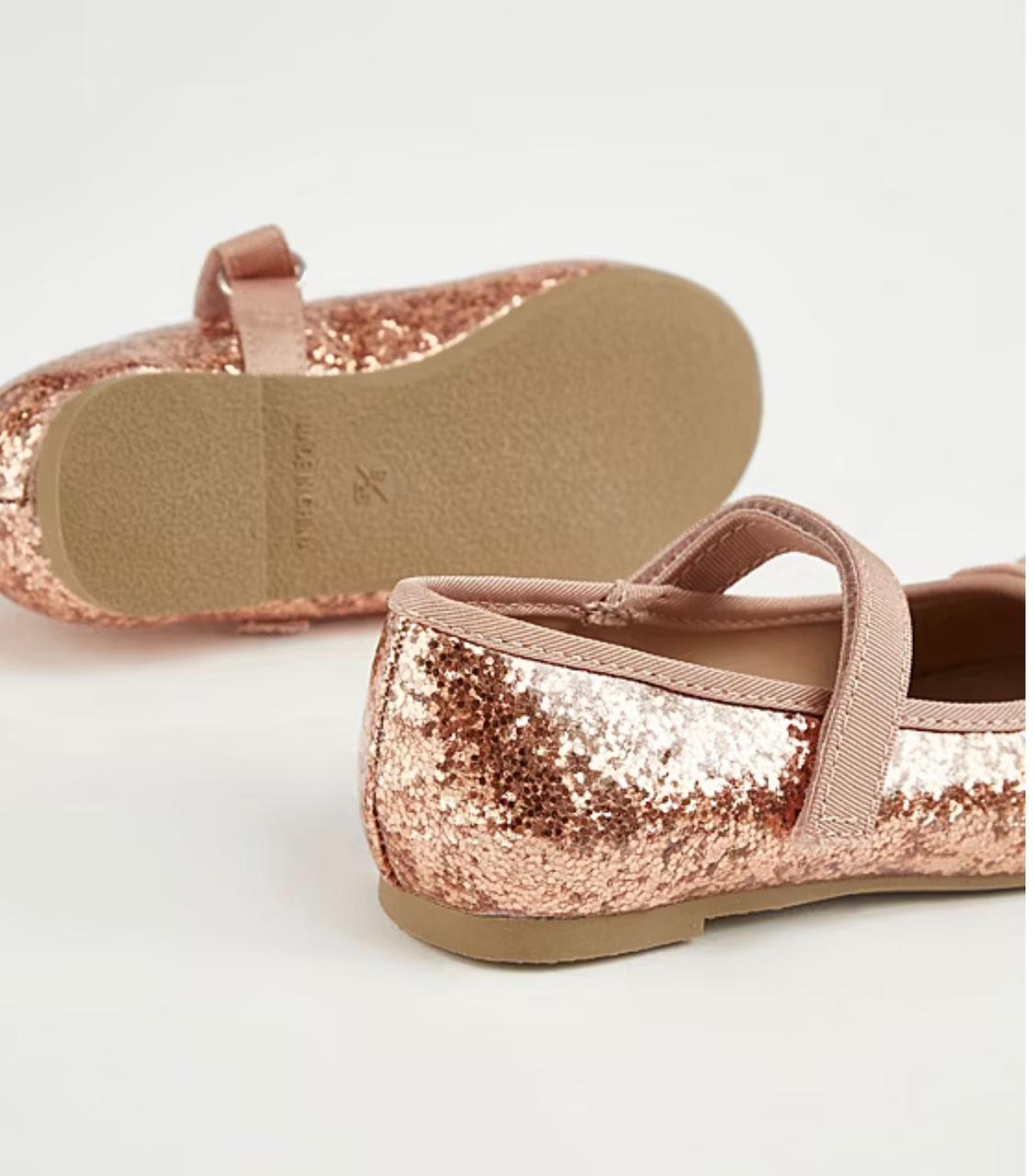 PINK GLITTER STRAP BALLET PUMPS