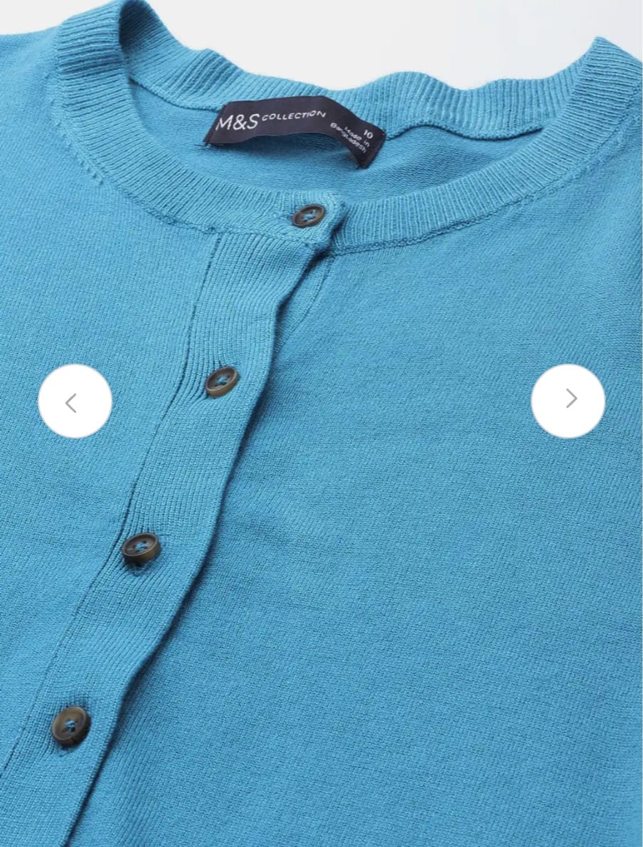 M&S CREW NECK BUTTON FRONT CARDIGAN