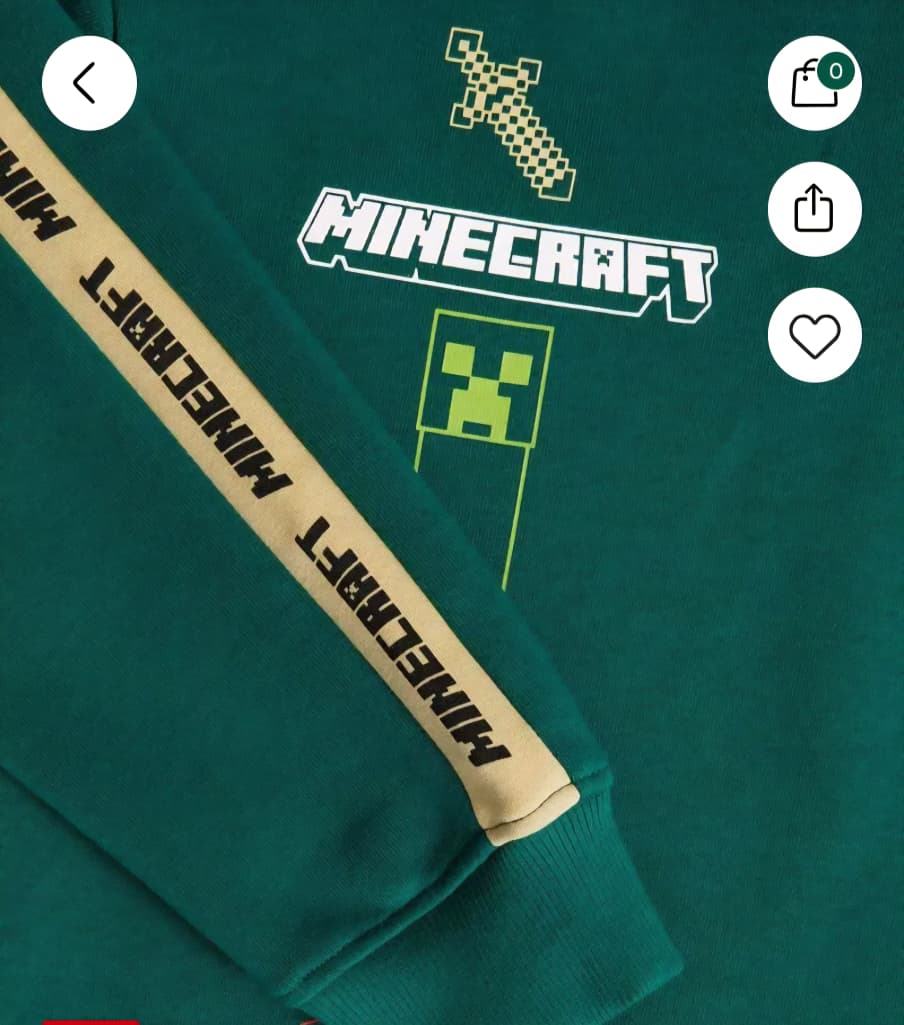 M&S MINECRAFT HOODED SWEATSHIRT
