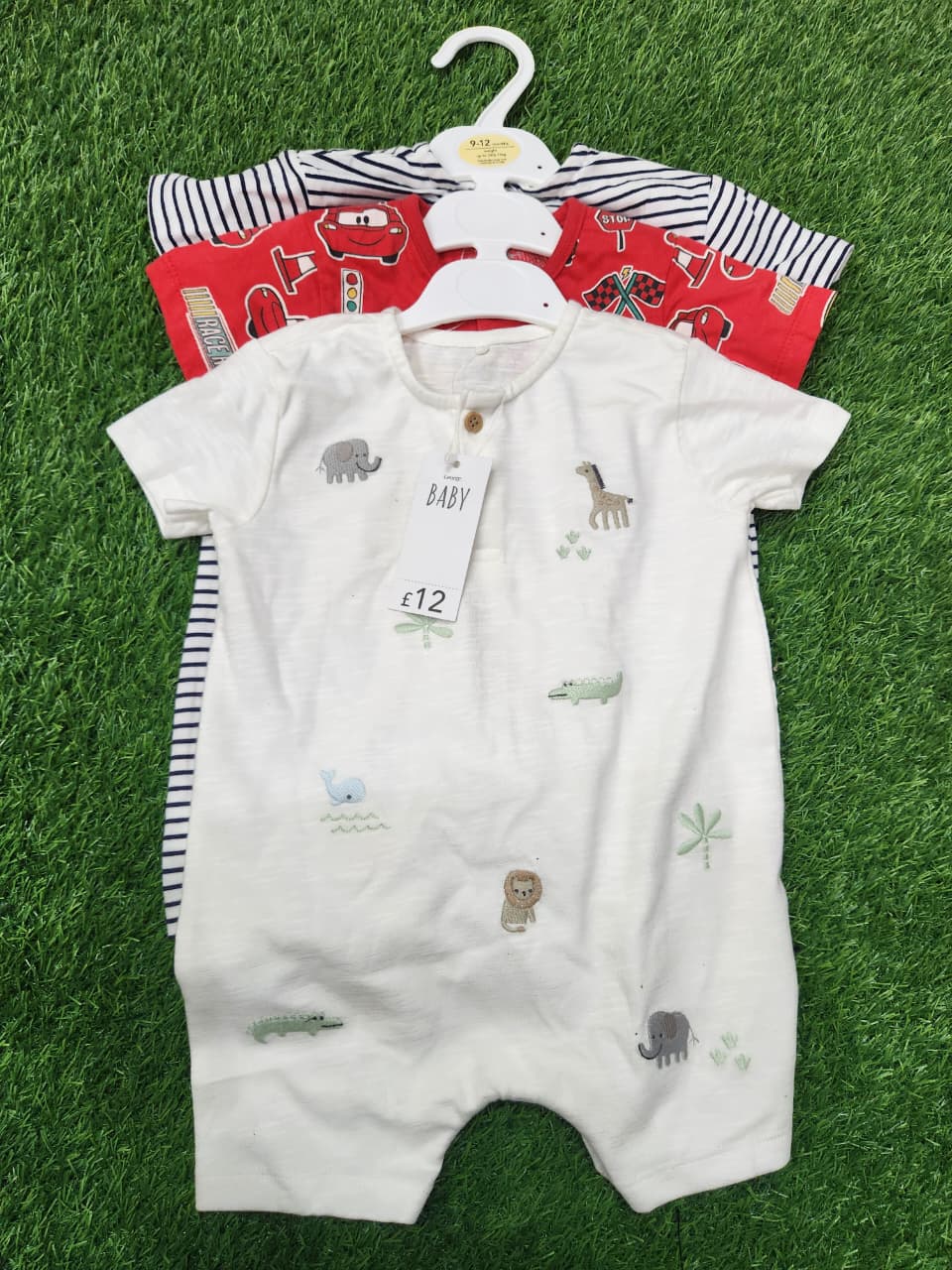 GEORGE ANIMAL CHARACTER SHORT ROMPER PACK OF 3