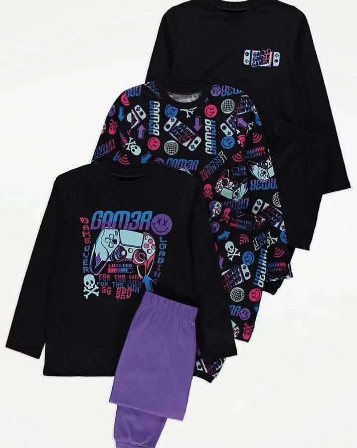GEORGE Gamer Cotton PJ Set Pack OF 3
