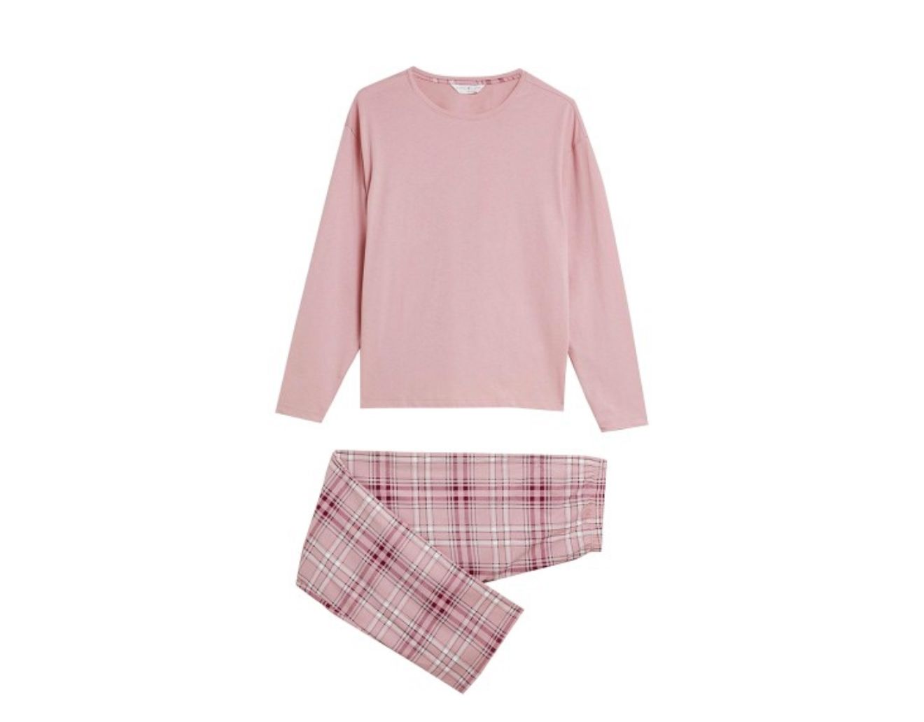 M&S PUR COTTON CHECKED PJ SET