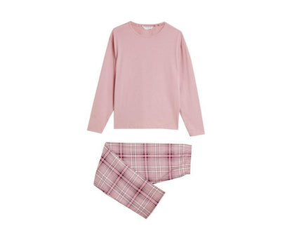 M&S PUR COTTON CHECKED PJ SET