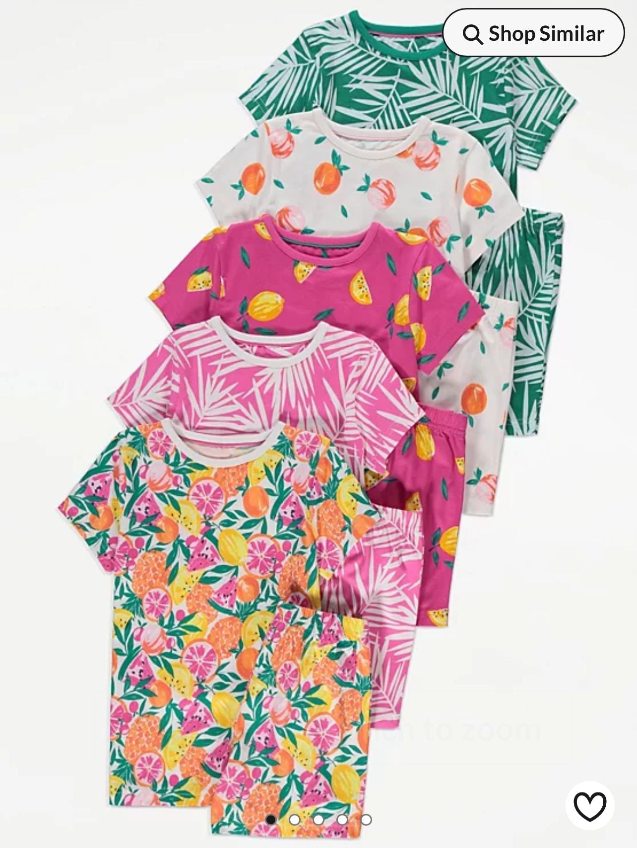GEORGE BRIGHT FRUIT LEAF SHORT PJ SET PACK OF 5