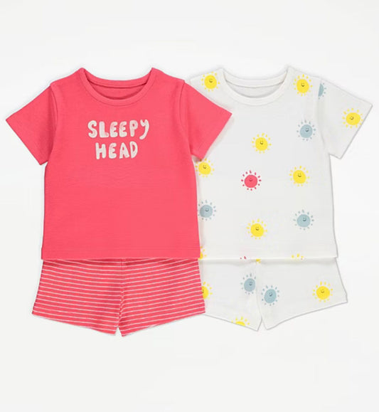 GEORGE SUNSHINE SLEEPY HEAD SHORT PJ SET PACK OF 2