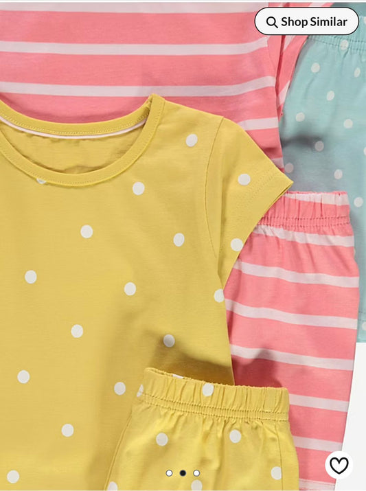 GEORGE POLKA DOT SHORT PJ SET PACK OF 3