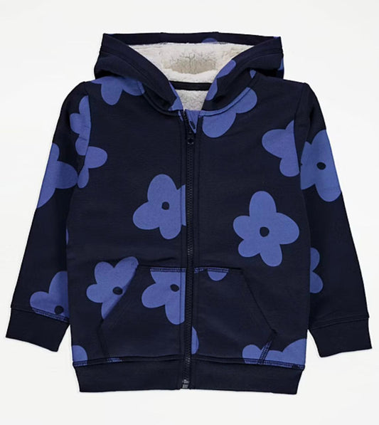 GEORGE FLORAL BORG LINED ZIP THROUGH HOODIE