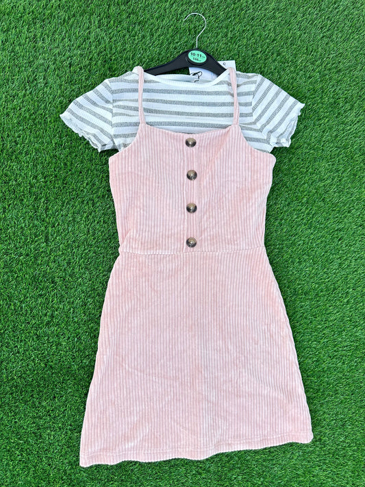 PRIMARK PINK CORDUROY PINAFORE DRESS