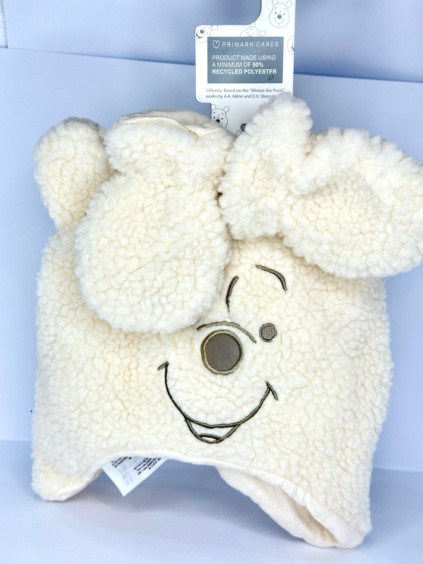 PRIMARK POOH  PRINT TRAPPER HAT AND MITTENS SET