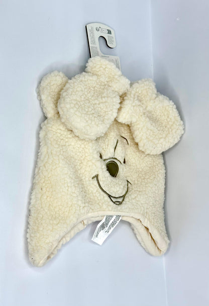 PRIMARK POOH  PRINT TRAPPER HAT AND MITTENS SET