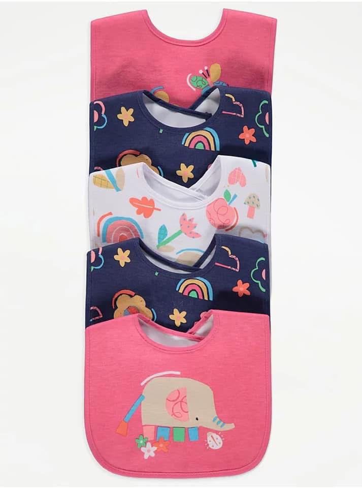 PINK ELEPHANT BIBS PACK OF 5
