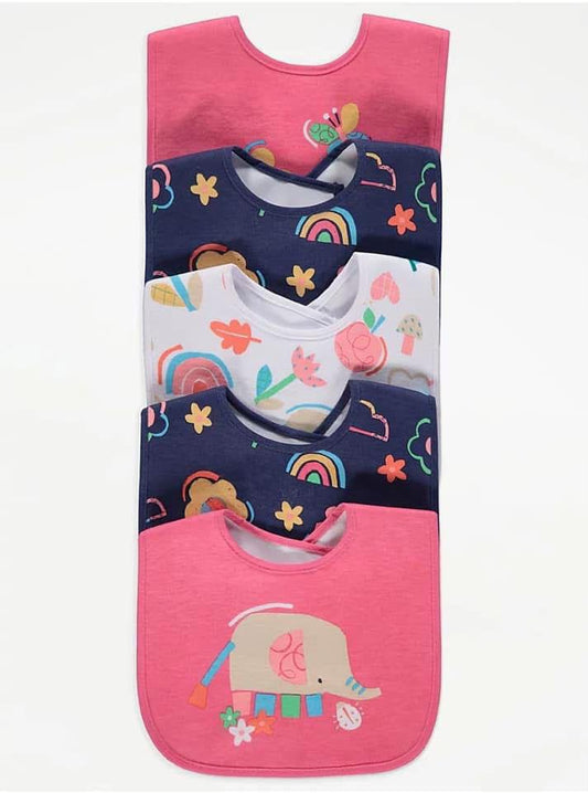 PINK ELEPHANT BIBS PACK OF 5