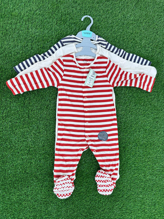 M&S  SLEEPSUITS ROMPER PACK OF 3