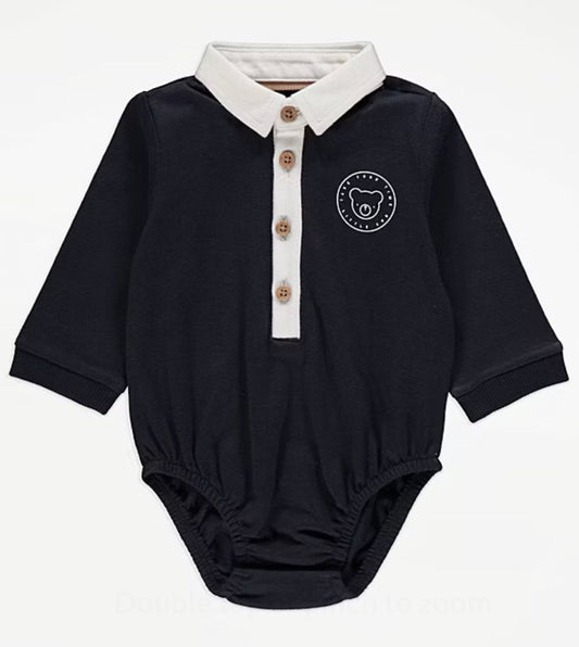 GEORGE NAVY TEDDY BEAR COLLARED BODY SUIT