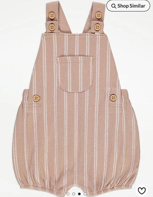 LIGHT TAN STRIPE DUNGAREE ROMPER