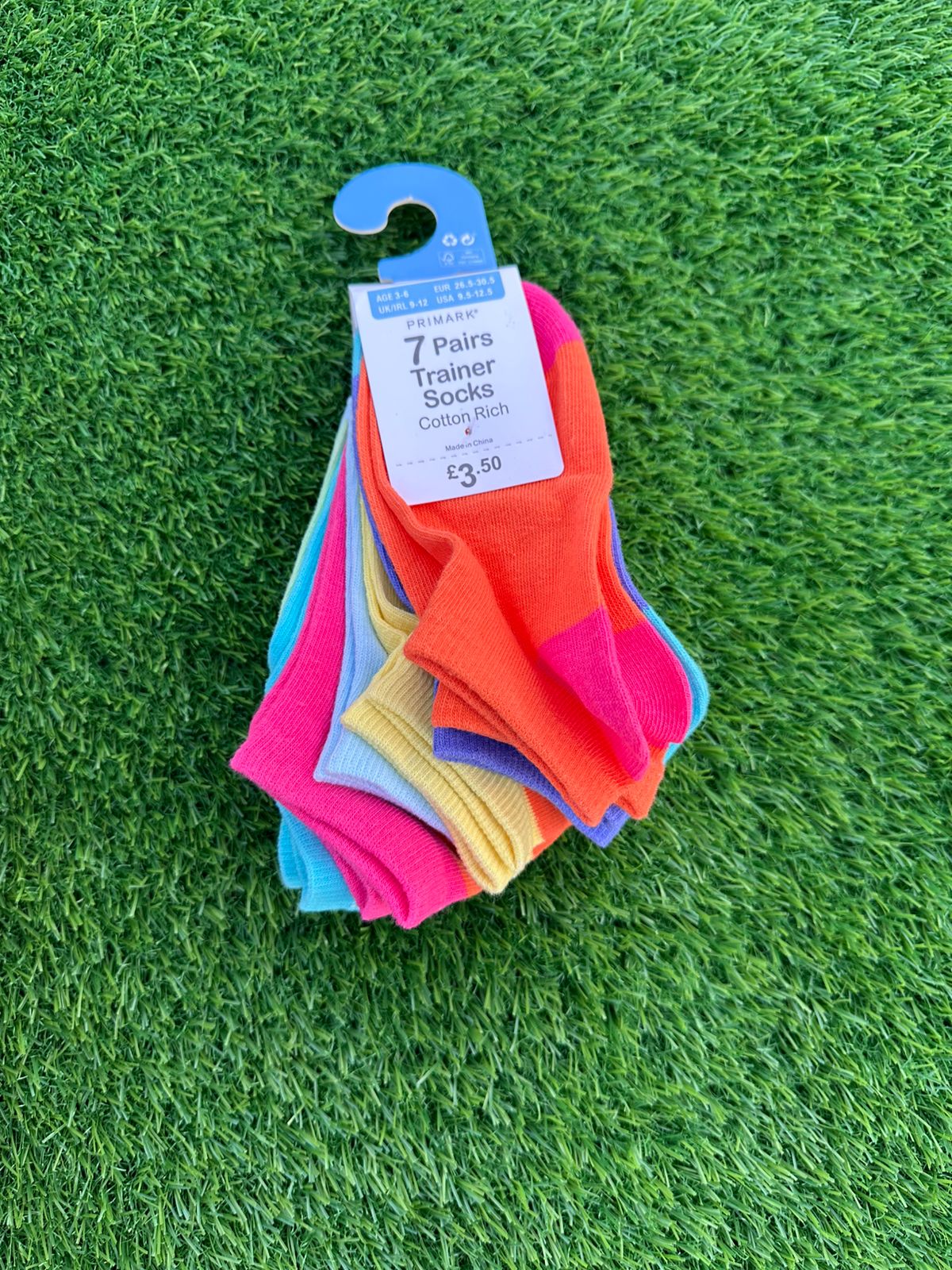 PRIMARK TRAINER SOCKS COTTON RICH PACK OF 7