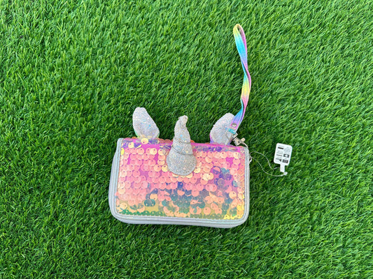 UNICORN SEQUIN COIN PURSE WITH WRIST STRAP