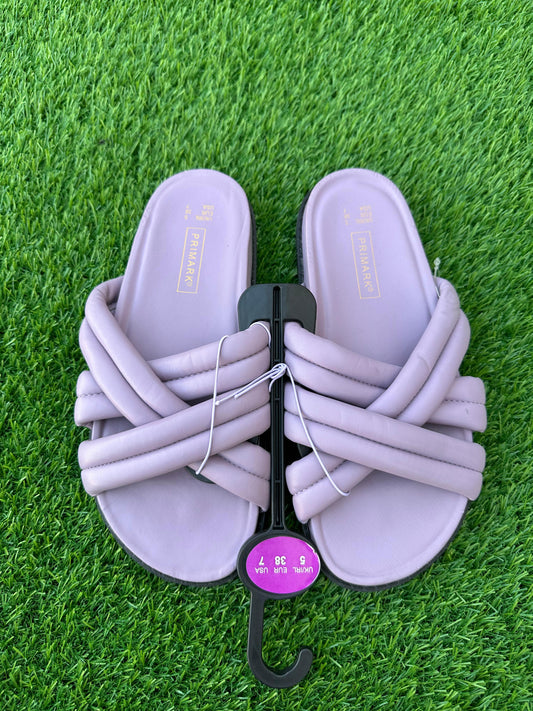 PRIMARK CRISS CROSS PURPLE SLIDES