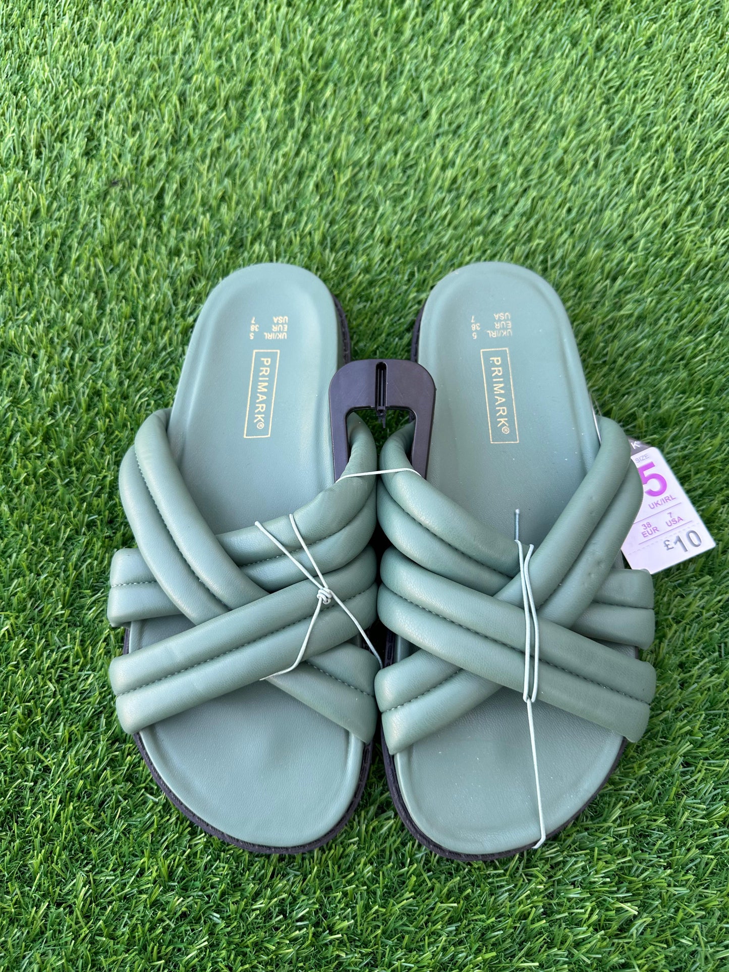 PRIMARK CRISS CROSS LIGHT GAREEN SLIDE