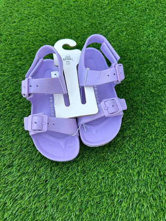 PRIMARK PURPLE GLITTER DOUBLE BUCKLE SANDALS