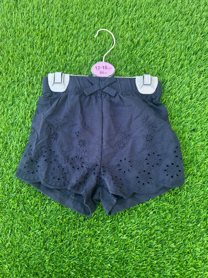 PRIMARK BLACK SHORTS WITH LACE DETAILS BOW TIE ON ELASTIC WAISR
