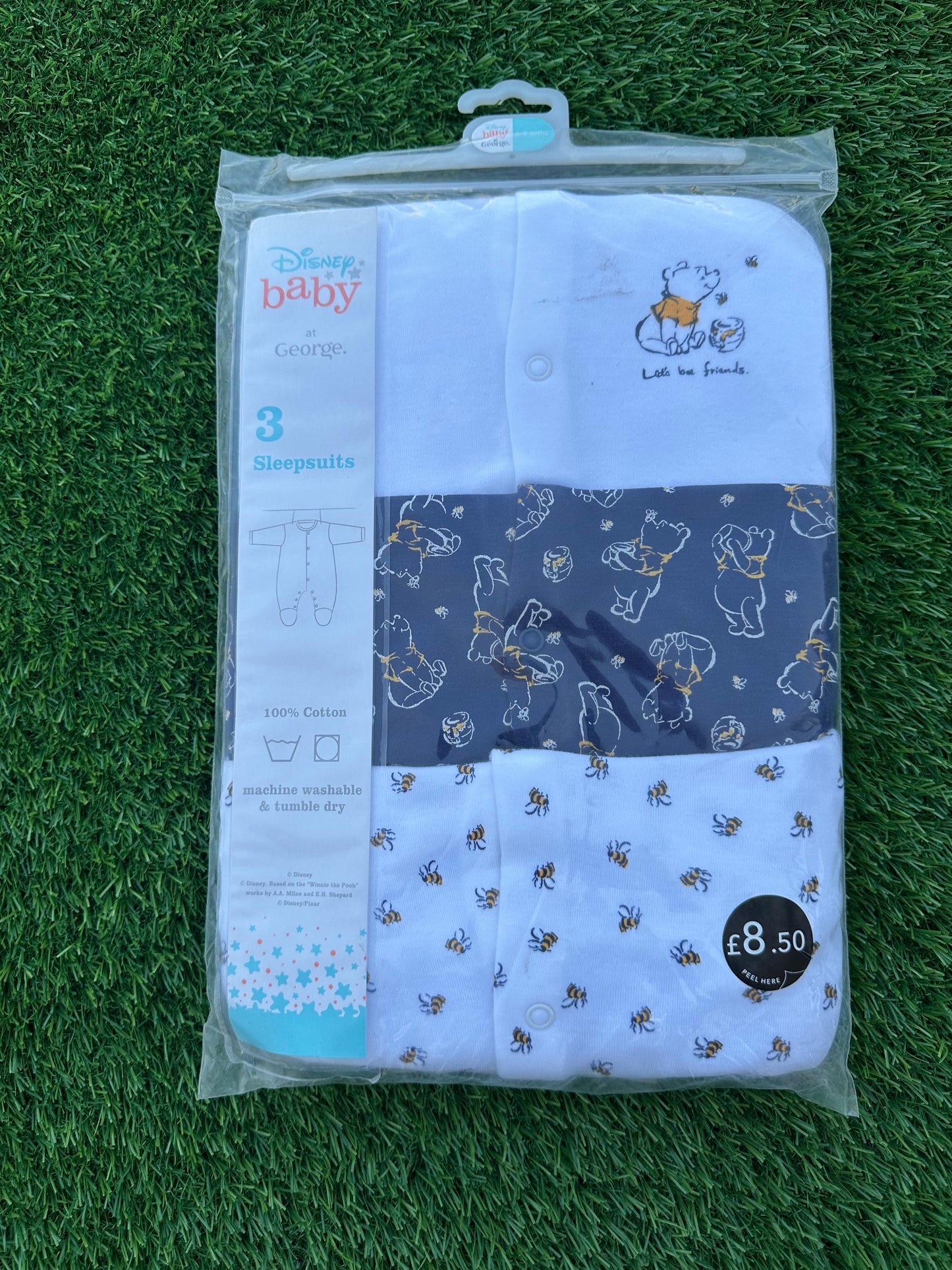 GEORGE DISNEY BABY SLEEPING SUITS PACK OF 3