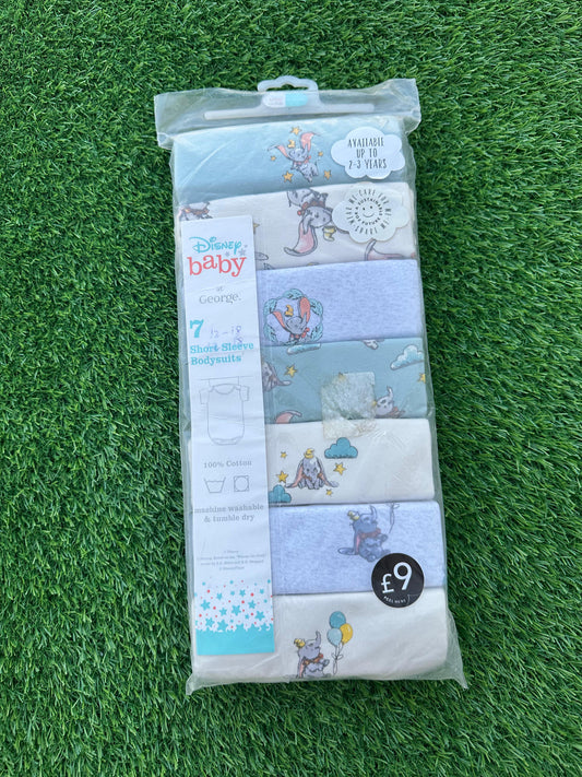 GEORGE DISNEY BABY SHORT SLEEVE BODY SUITS PACK OF 7