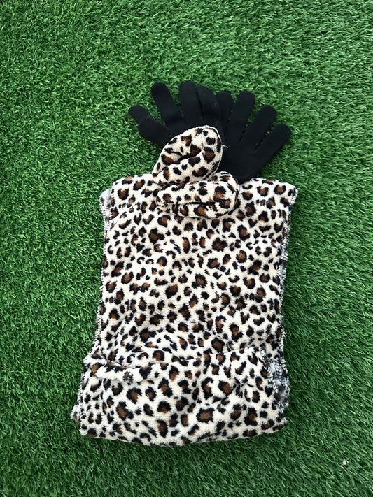 LEOPARD PRINT SCARF WITH GLOVES
