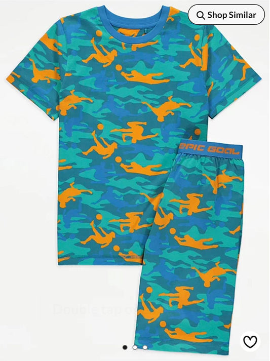 GEORGE TEAM FOOTBALL CAMOUFLAGE SHORT PJ SET