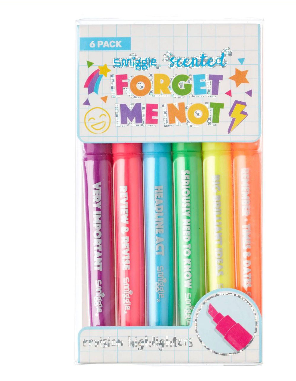 SMIGGLE SCENTED FORGET ME NOT HIGHLIGHTER PACK OF 6