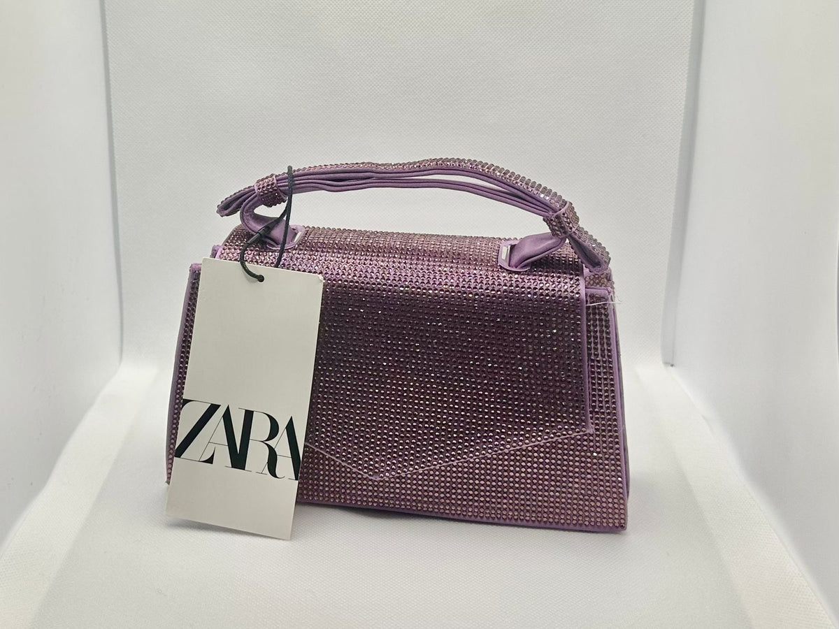 ZARA SHIMMERY RHINESTONE MINI CITY BAG