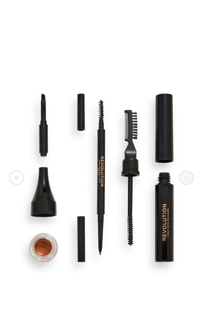REVOLUTION ULTRA BROWN EYE BROW BUILDER KIT