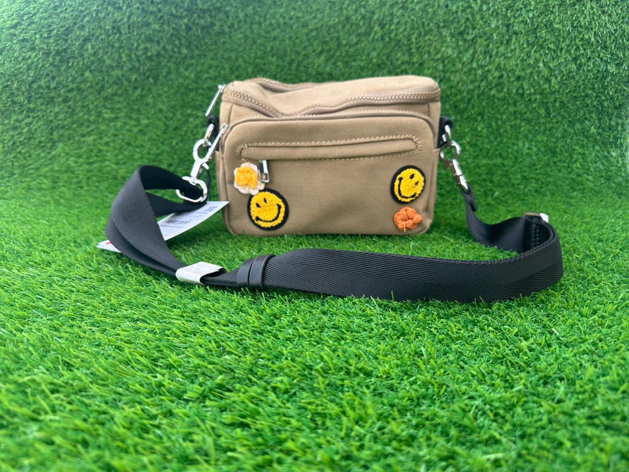 ZARA SMILY KHAKI/GREEN CANVAS CROSSBODY BAG