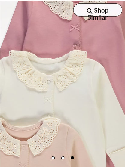 GEORGE BRODERIE COLLARED SLEEPING SUITS PACK OF 3