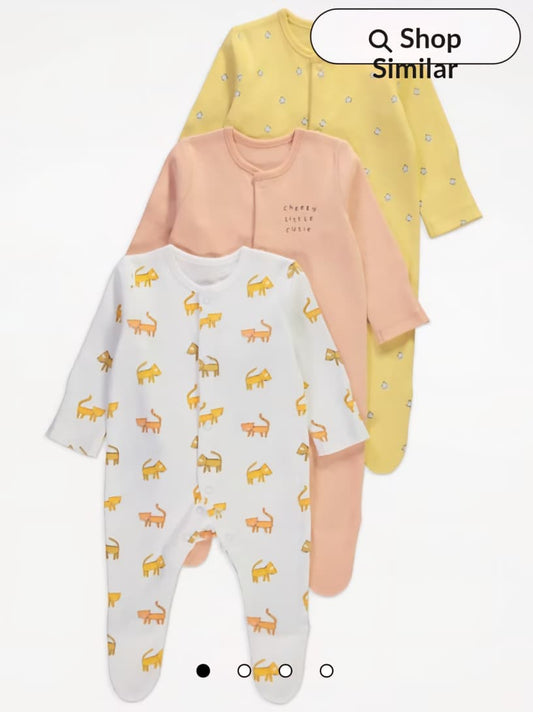 GEORGE ANIMAL PRINTED SLEEPING SUIT PACK OF 3