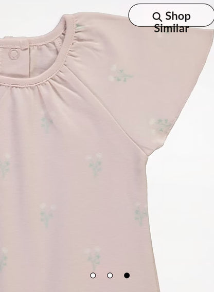 GEORGE DUSTY PINK FLARE SLEEVE FLORAL ROMPER AND HAT OUTFIT