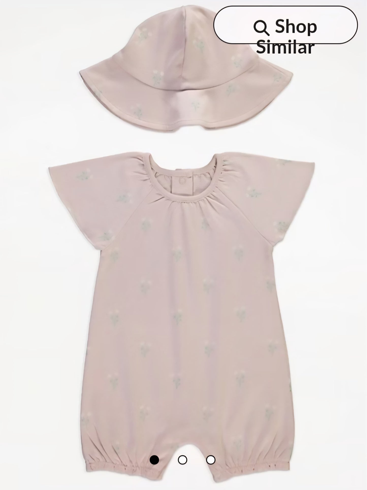 GEORGE DUSTY PINK FLARE SLEEVE FLORAL ROMPER AND HAT OUTFIT