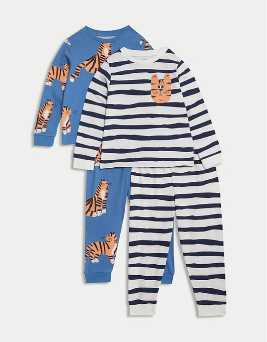 M&S PURE COTTON TIGER PJ SET PACK OF 2