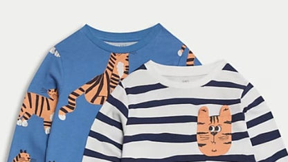 M&S PURE COTTON TIGER PJ SET PACK OF 2