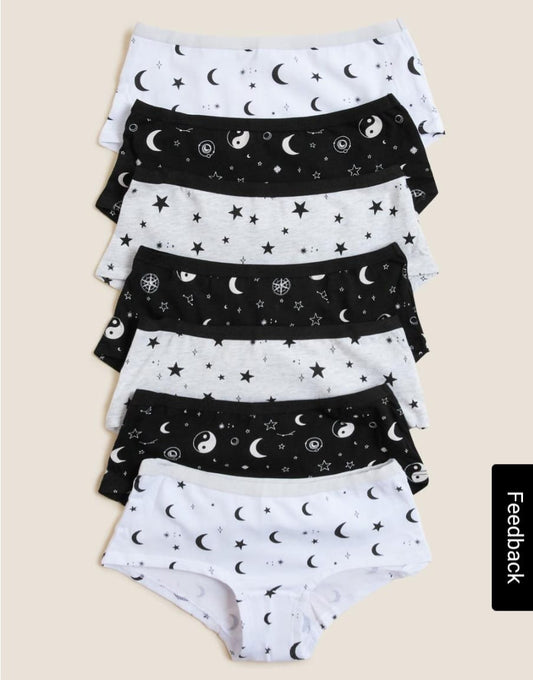 COTTON RICH STAR & MOON PRINT BRIEFS PACK OF 7